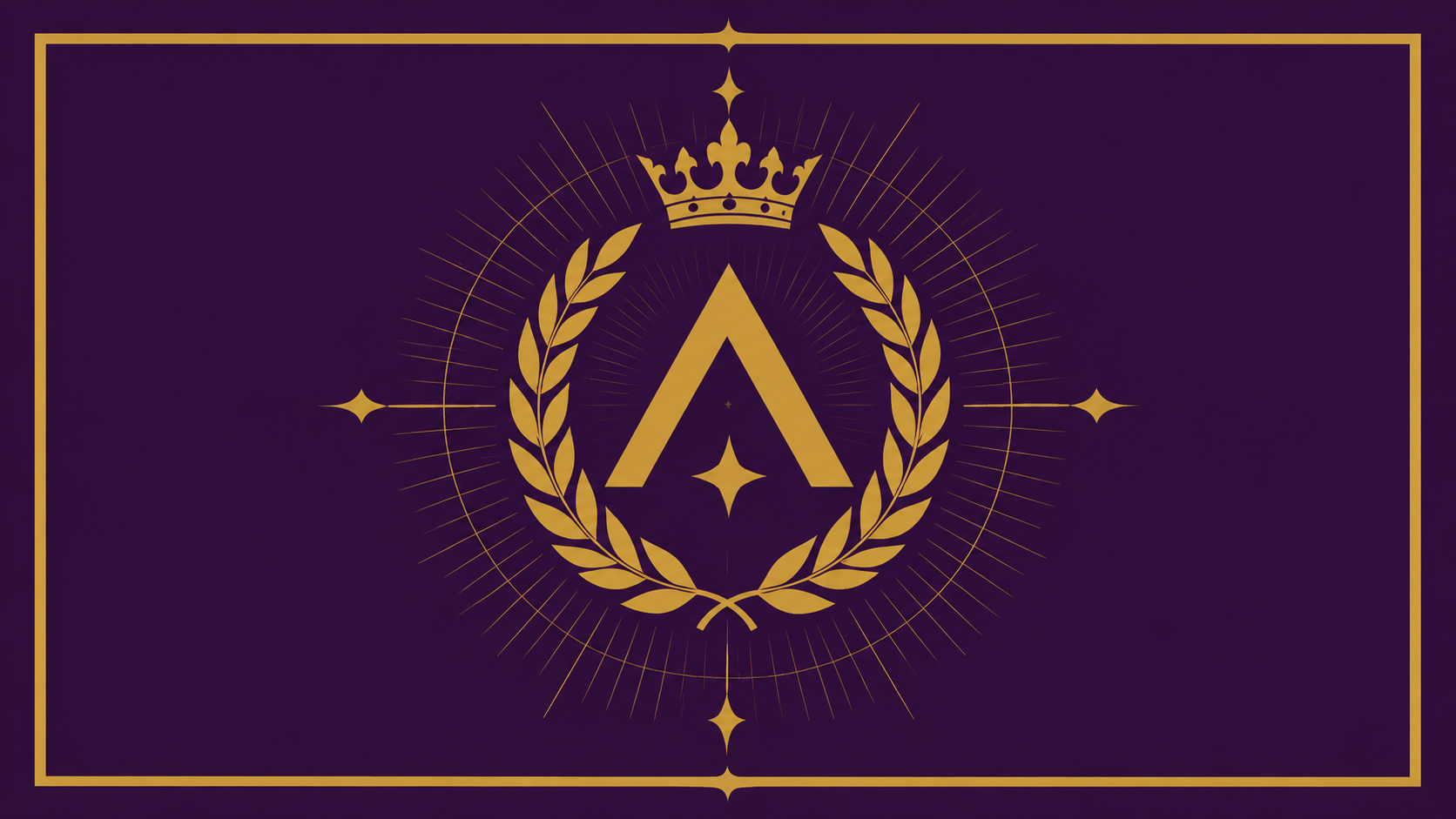 The standard of the Meta-Orchestrator State — a gold crowned emblem, laurel wreath and monogram on royal purple, within a gold frame